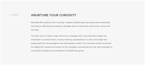 Mahindra Rise - Nurture your Curiosity microsite on Behance