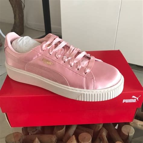 Puma Shoes Puma Basket Pink Satin Lowtop Platform Sneakers Poshmark