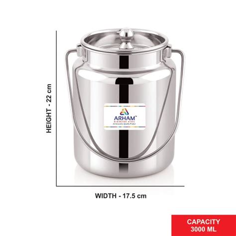 Arham Stainless Steel Barni Akhand Barni Jointless Milk Can Oil Can