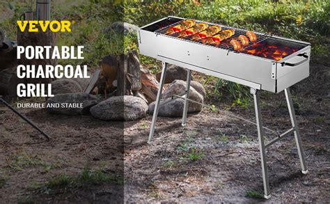 Vevor Grill Barbecue Charbon De Bois Pliable En Acier Inoxydable Avec