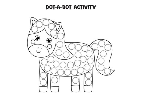 Dot a dot game for preschool kids. Cute horse. 8813605 Vector Art at ...