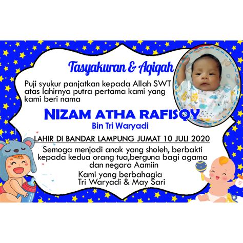 Jual Cetak Kartu Ucapan Aqiqah Kembang Telor Tasyakuran Aqiqah