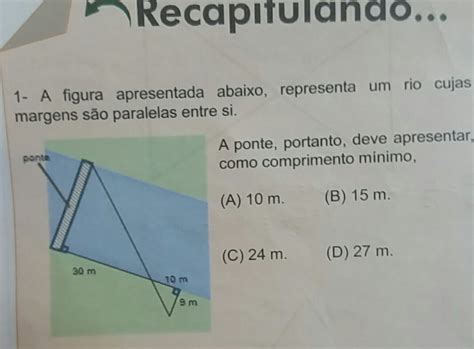 A Figura Apresentada Abaixo Representa Um Rio Cujas Margens S O