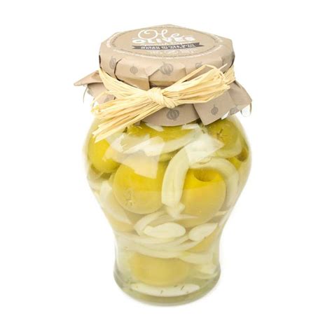 Gordal Olives With Onion In Oil Triana Olivas Amphora G