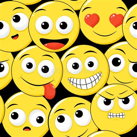 Seamless Eye Catched Pattern With Emoticons Cartoon Emoji Faces In