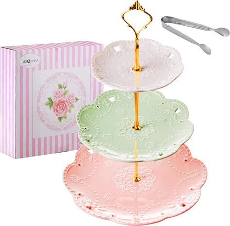 Amazon Domensi Sets Tier Ceramic Dessert Cupcake Stand Vintage