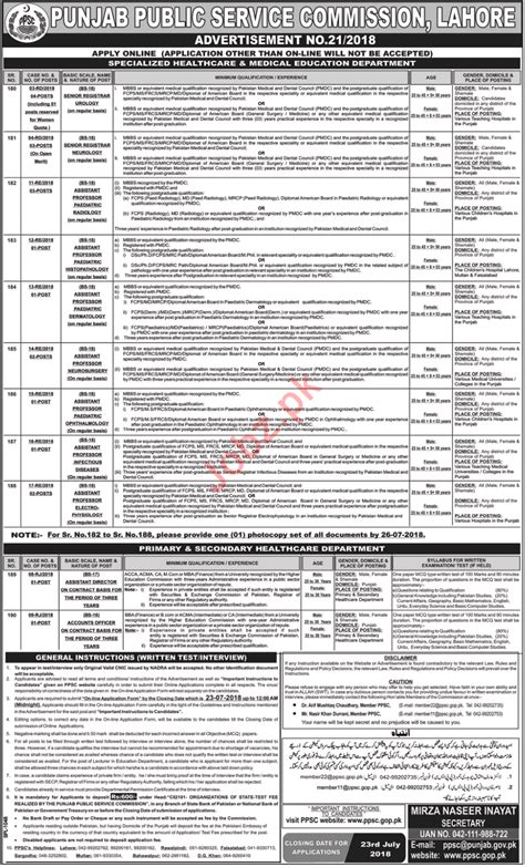 Punjab Public Service Commission Ppsc Jobs In Lahore Job