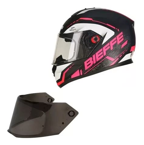 Capacete Bieffe B Naked Preto E Rosa Viseira Fume