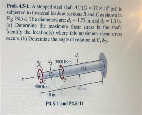 Solved Prob 4 5 1 A Stepped Steel Shaft AC G 12106psi Is Chegg