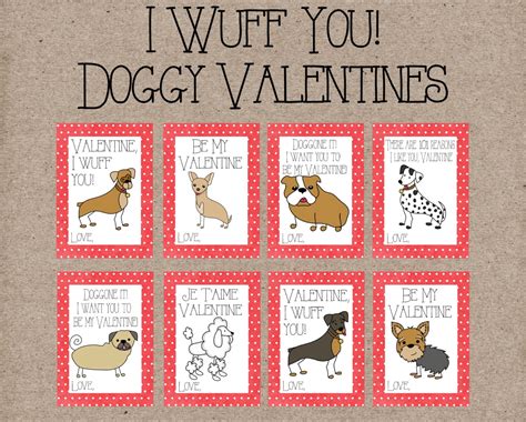 I Wuff You Doggy Puppy Valentine Cards. Instant Digital