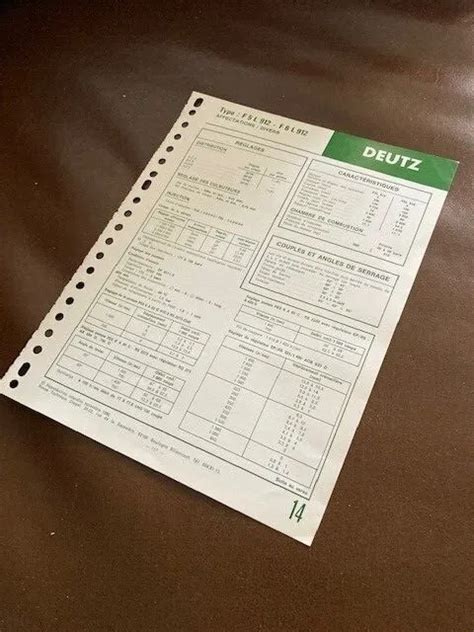 FICHE TECHNIQUE RTMA Moteur DEUTZ BF 4 M 1012 E et EC monté sur