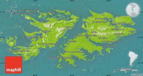 Physical Map Of Falkland Islands Islas Malvinas Satellite Outside