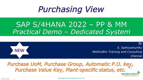 Sap S Hana Pp Mm Purchasing View In Material Master Course