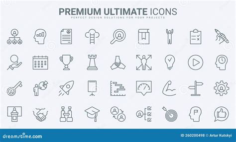 Mentors Advices Direction And Coaching Leadership Thin Line Icons Set