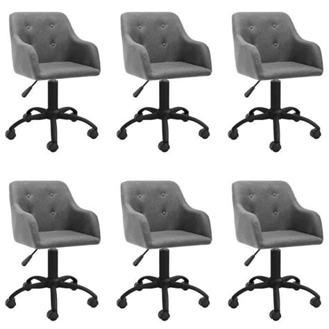 Chaises pivotantes de salle à manger 6 pcs Gris clair Tissu 45715