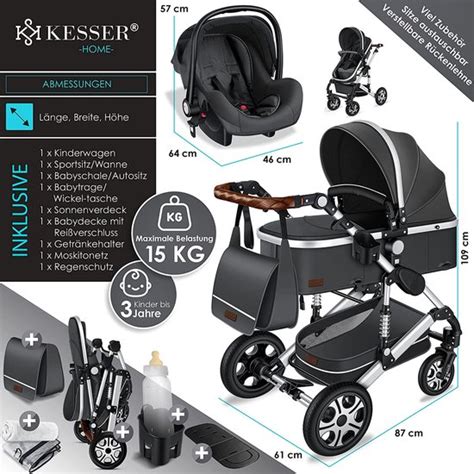 KESSER Loops 3 In 1 Kinderwagen Combi Kinderwagen Complete Set