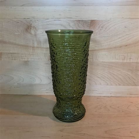 Vintage Large Vase Anchor Hocking Soreno Avocado Green Glass Etsy