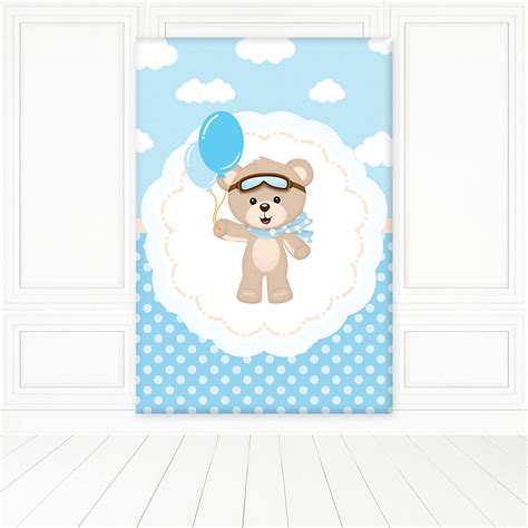 Painel Retangular Tecido Sublimado 3D Urso Baloeiro 1 50x2 20 FRT 6422