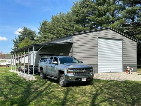 X X Fully Enclosed Metal Garage With Lean To Prestige Steel