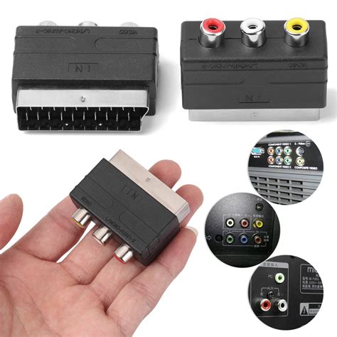 1pc scart macho plug para 3rca phono fêmea para ps4 21pin adaptador