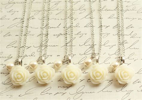 Five Ivory Rose And Pearl Necklaces Ivory Rose Necklace