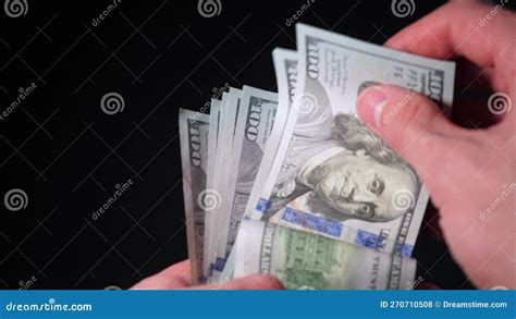 Businessman Counting US Dollar Bill Or Paying In Cash On Money Black