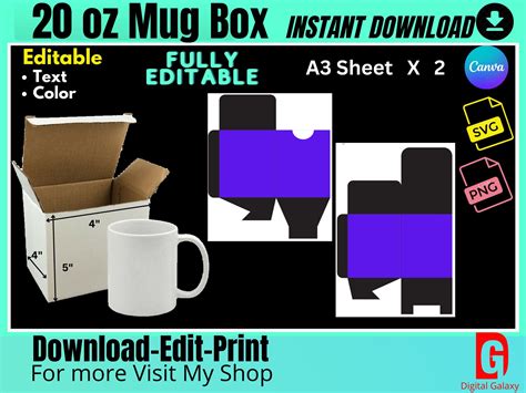 Mug Box Svg Mug Press Svg Oz Mug Box Template Gift Box Svg