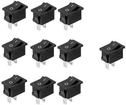 Amazon 10pcs Mini 10x15mm 2 Pin SPST ON OFF Rocker Switch 3A 250V