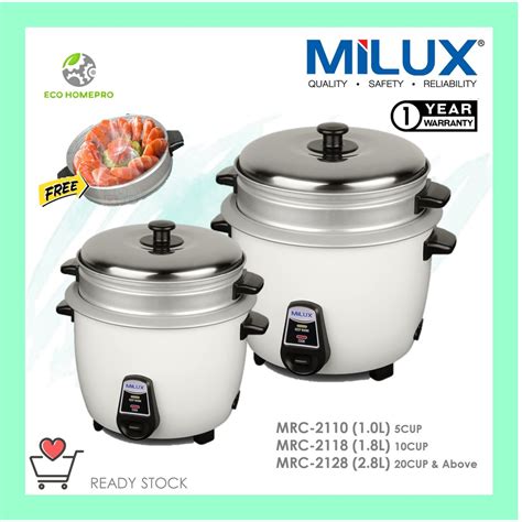 Milux 0 6L 1 0L 1 8L 2 8L Steamer Electric Rice Cooker Periuk