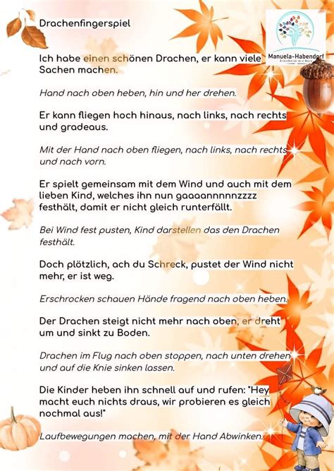 Drachenfimgerspiel Herbstgedichte F R Kinder Gedichte F R Kinder