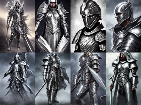 Clean Shining Silver Paladin Armor Baroque Painting Stable