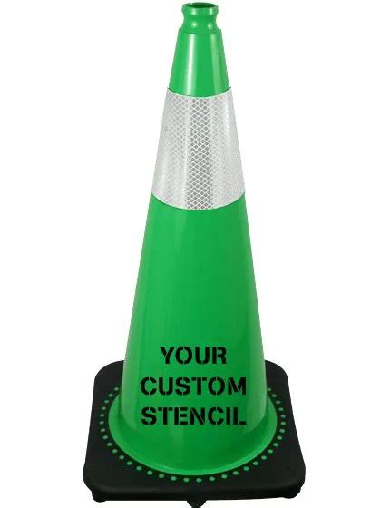 Green 28 Inch 7 Lbs Jbc Traffic Cone Single 6 Inch Reflective Collar