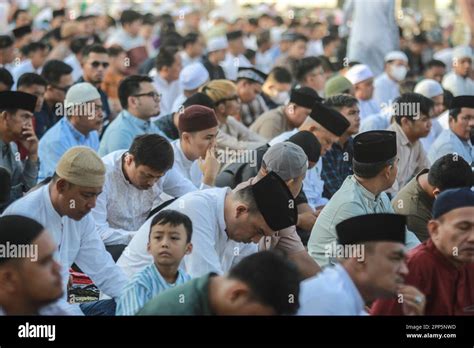 Muslims Attend Eid Al Fitr Prayers At The Al Mashun Mosque In Medan