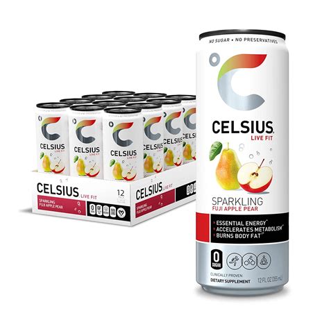 Celsius Essential Energy Drink Fl Oz Sparkling Fuji Apple Pear