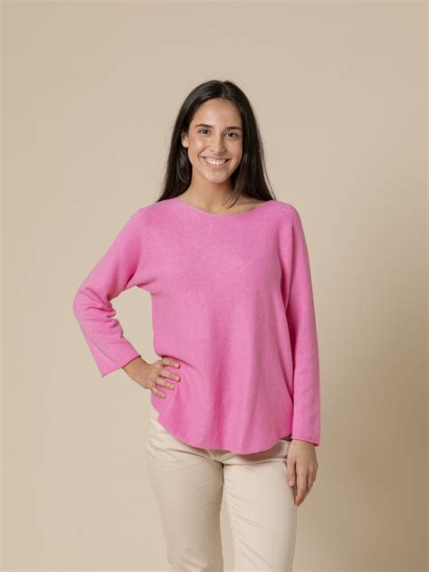 Jersey Basic Cuello Barco Cachemire Like Touch Color Fucsia 4x4 Woman