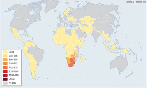 Map 61 Global Hiv Prevalence Among Women Ages 1524 Years 2014