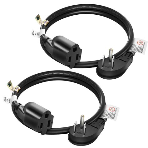 Firmerst W A Extension Cord Feet Flat Plug Black Pack Of