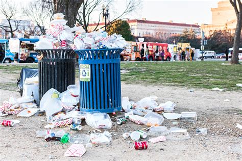 Overflowing Trash Bins In National Mall Stock Photo Download Image