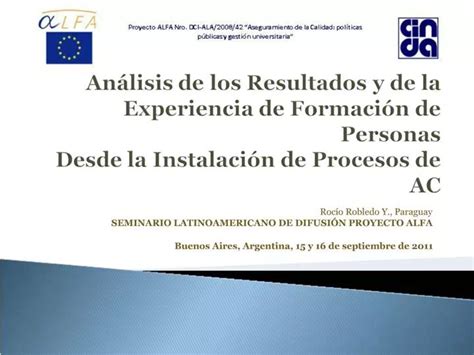 PPT An Lisis De Los Resultados Y De La Experiencia De Formaci N De