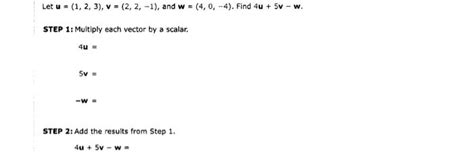 Solved Let u=(1,2,3),v=(2,2,−1), and w=(4,0,−4). Find | Chegg.com