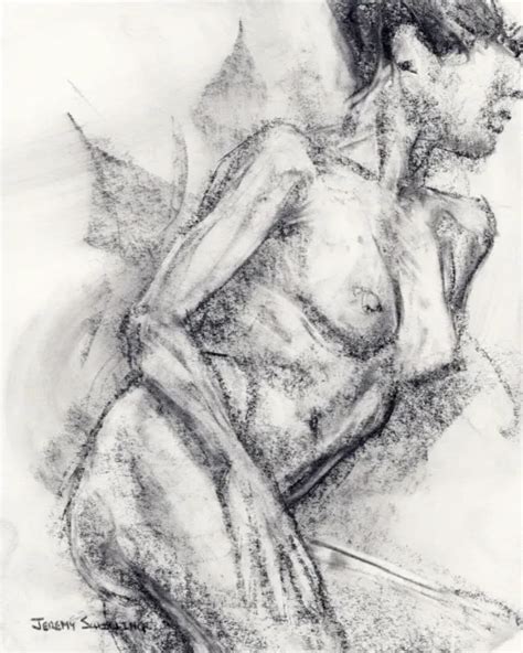 FEMALE NUDE FIGURE Original Graphite Drawing Naked Woman Asian Model