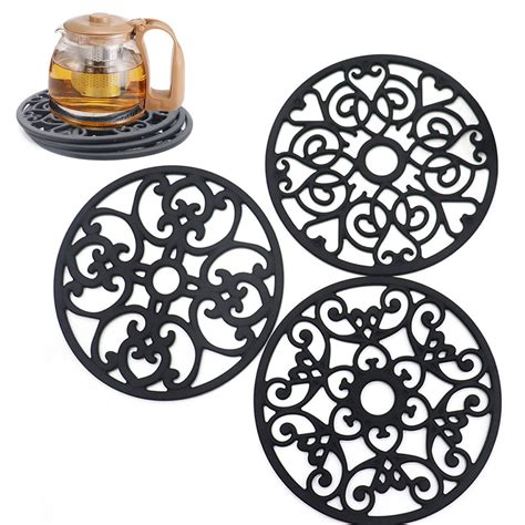 EYMCKLA 3 PCS Silicone Trivet Mat Heat Resistant Pads Hot Dishes Pots ...