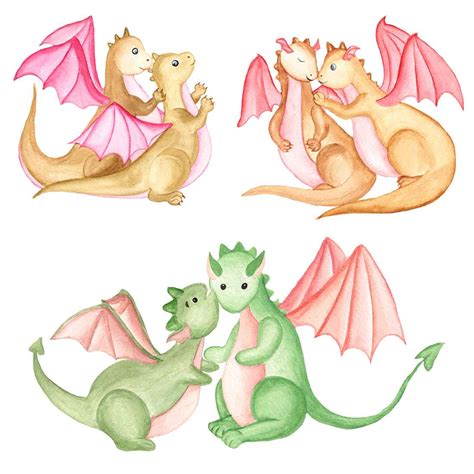 Valentine Couple Dragon Clipart Set - MasterBundles