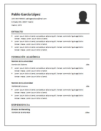 Curriculum Vitae Básico Plantillas Para Descargar Gratis