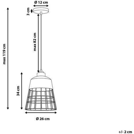 Lampe à Suspension E27 Max 60W en Métal Noir et Cuivré Forme Phare à