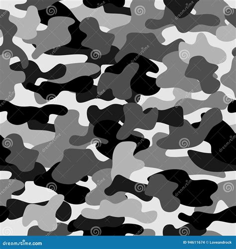 Camouflage Seamless Pattern In A White Black And Grey Colors Stock