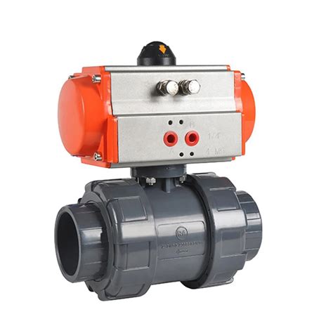 DN50 Pneumatic PVC Ball Valve Plastic Valve Double Acting Water Use 2