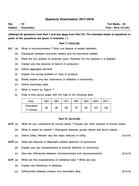 Isc Class 11 Qty Economics 2018 Pdf