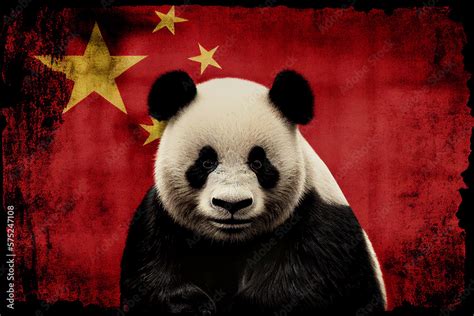 Panda And Chinese Flag Symbol Of China Stock Illustration Adobe Stock