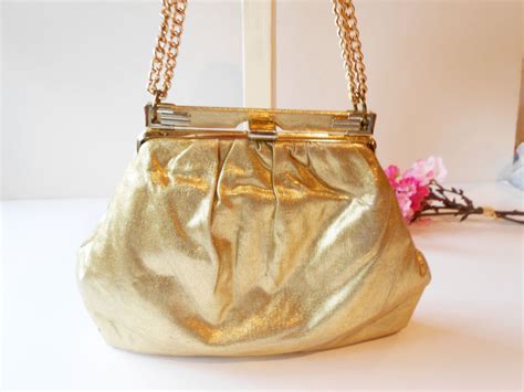 Gold Evening Bag With Gold Metallic Gloves Gold Handbag Etsy Gold Evening Bag Metal Glove